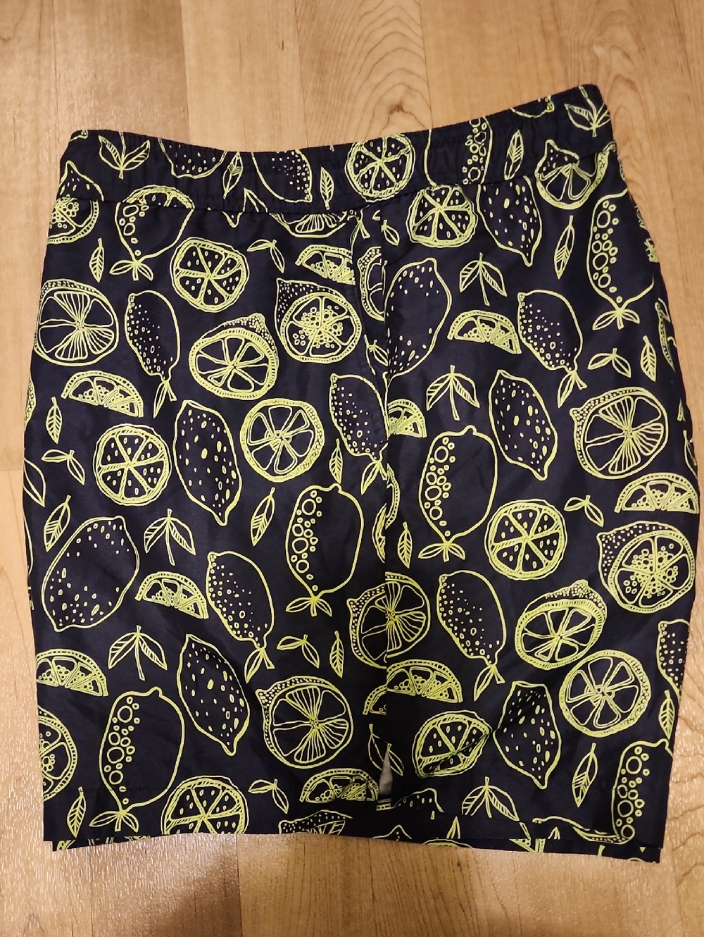 George Black Swim Trunks with Yellow Lemon Print